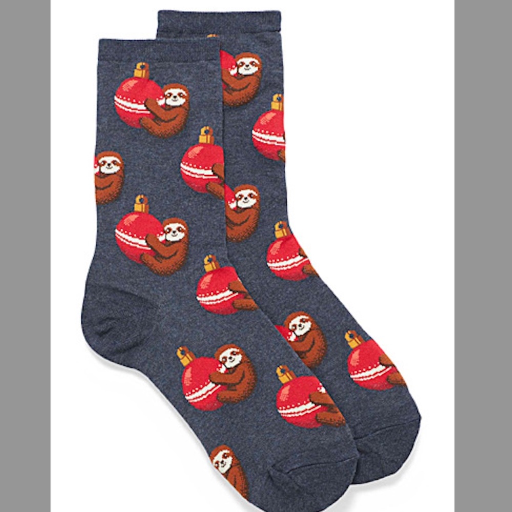 *3for30* Hotsox Holiday Christmas festive sloth socks NWT